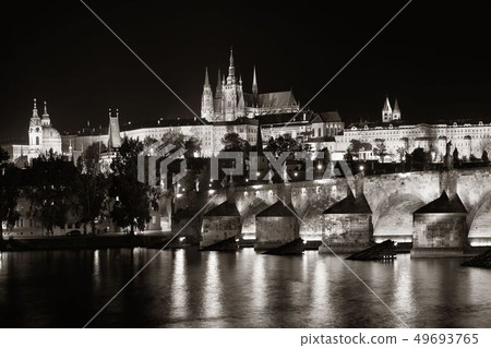 Prague skyline and bridge Prague skyline and bridge 49693765