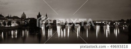 Prague skyline and bridge Prague skyline and bridge 49693818
