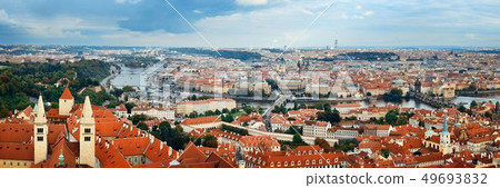 Prague skyline rooftop view panorama 49693832