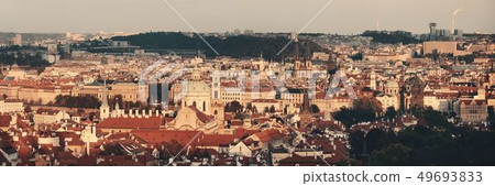 Prague skyline rooftop view panorama 49693833