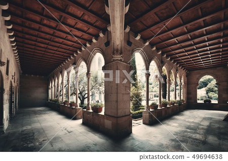 Montserrat monastery walkway Montserrat monastery walkway 49694638