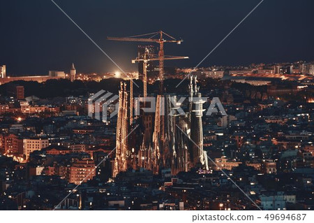 Sagrada Familia night view Sagrada Familia night view 49694687