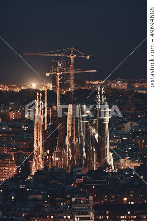 Sagrada Familia night view Sagrada Familia night view 49694688