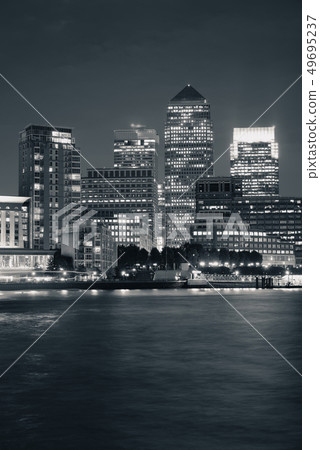 London Canary Wharf at night 49695237