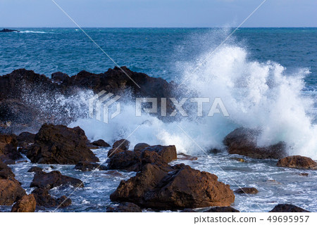 Rough sea in the Japan Sea Okita Peninsula, Akita Prefecture 49695957