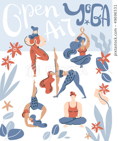 Vector Poster With People Do Yoga On The Air Stock Illustration