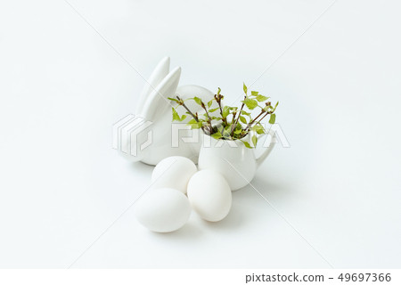 Easter eggs, bunny and branch Easter eggs, bunny and branch 49697366