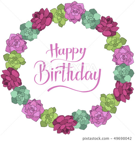 Vector Succulents floral botanical flower. Engraved ink art on white background. Frame border 49698042