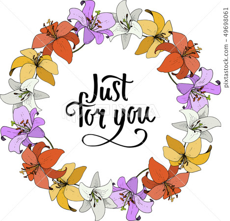 Vector Lily botanical flower. Wild spring leaf wildflower isolated. Engraved ink art. Frame border Vector Lily botanical flower. Wild spring leaf wildflower isolated. Engraved ink art. Frame border 49698061