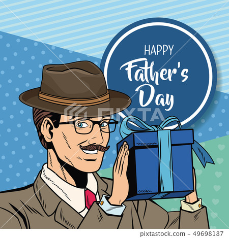 Happy fathers day pop art card 49698187
