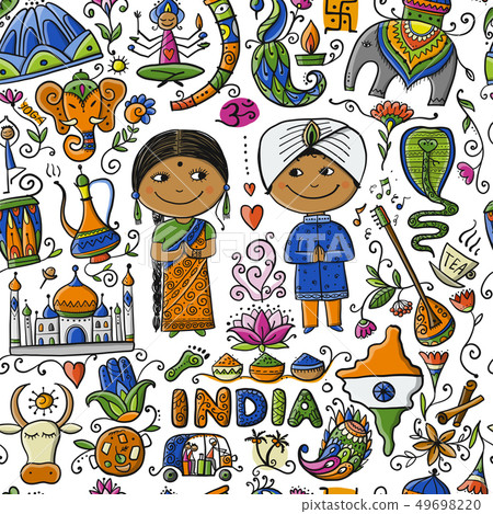 Indian lifestyle. Seamless pattern for your design Indian lifestyle. Seamless pattern for your design 49698220