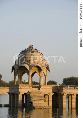 Chhatri in the middle of Gadisar Lake, Jaisalmer 49698444