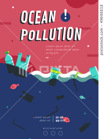 Ocean pollution poster layout 49698818