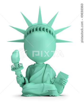3d small people - meditating Statue of Liberty 49698960