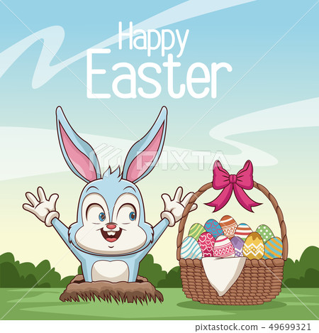 Happy easter card cartoon Happy easter card cartoon 49699321