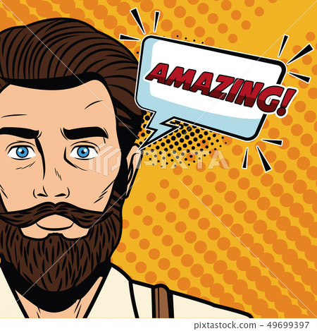 Hipster man with speakbox bubble 49699397