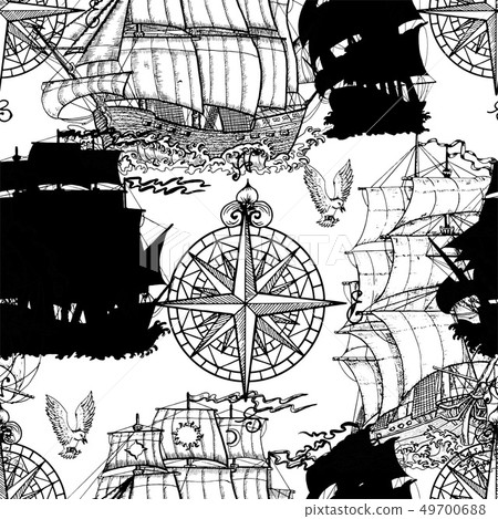 Seamless vector pattern with nautical decoration Seamless vector pattern with nautical decoration 49700688