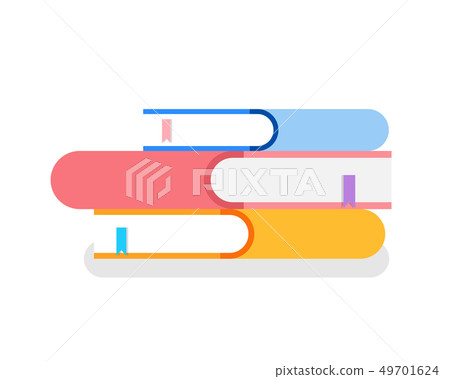 Pile of Books Covers with Bookmarks Isolated Icon 49701624