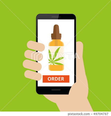 person ordered cannabis cbd oil online via smartphone person ordered cannabis cbd oil online via smartphone 49704787