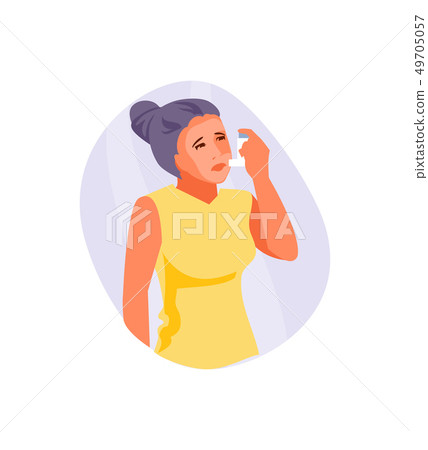 Girl with asthma vector Girl with asthma vector 49705057