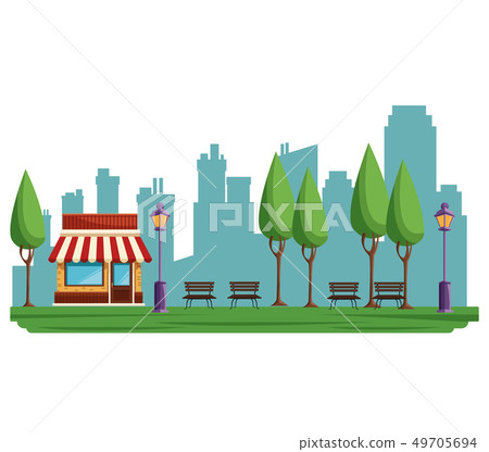 Town buildings cartoon 49705694
