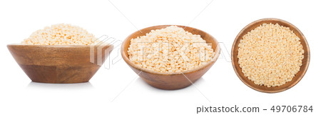 Bamboo wood bowl with organic granola cereal 49706784