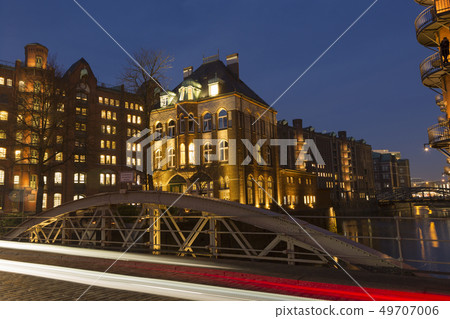 Speicherstadt of Hamburg, Germany at night Speicherstadt of Hamburg, Germany at night 49707006