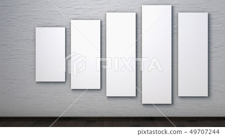 Poster on a brick wall in the interior. 3D render 49707244