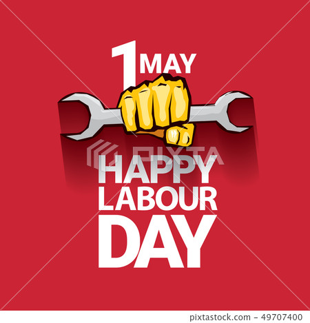 Happy labour day vector label with strong... - Stock Illustration  [49707400] - PIXTA