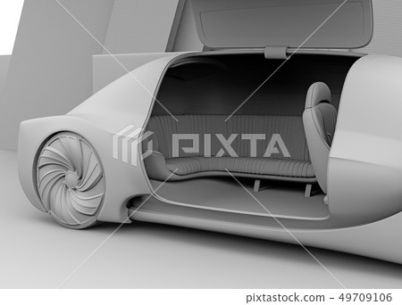 Close-up image of auto driving electric car luxury saloon for clay shading for background Close-up image of auto driving electric car luxury saloon for clay shading for background 49709106