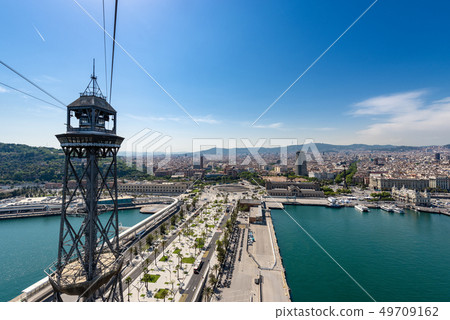 Aerial view of Barcelona from cable car - Spain 49709162