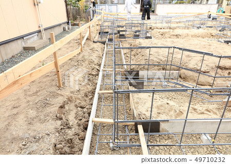 New house Foundation work Cloth foundation Rebar New house Foundation work Cloth foundation Rebar 49710232