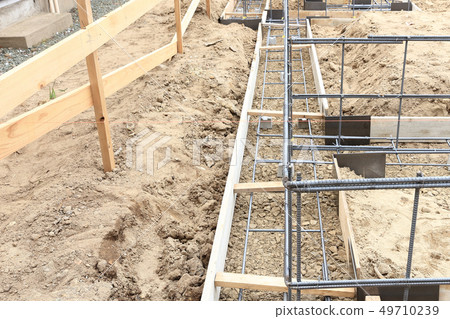 New house Foundation work Cloth foundation Rebar 49710239