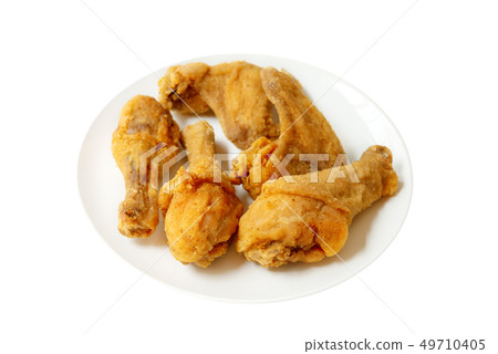 Fried chicken on plated isolated. 49710405