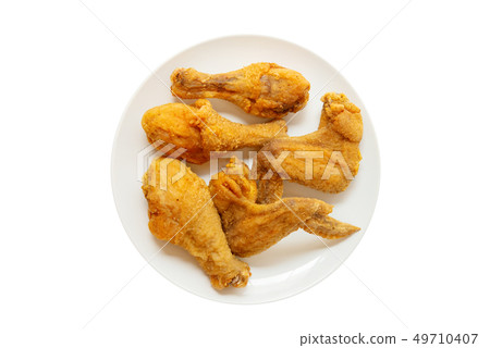 Fried chicken on plated isolated. 49710407