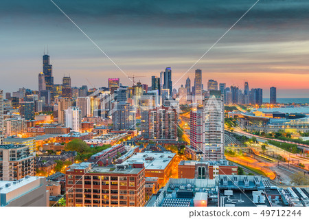 Chicago, Illinois, USA aerial downtown skyline 49712244