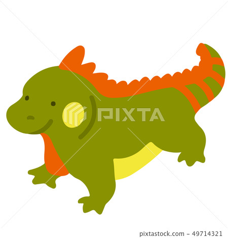 簡單可愛的綠色和橙色鬣蜥插圖，沒有輪廓 49714321