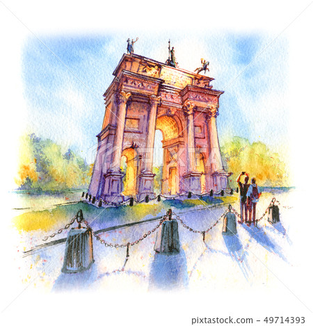 Arch of Peace in Milan, Italy 49714393