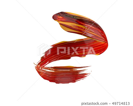 red oil paint stroke. flowing in air with rotational movements. 3d illustration red oil paint stroke. flowing in air with rotational movements. 3d illustration 49714813