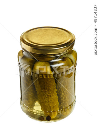 glass jar with cucumbers glass jar with cucumbers 49714837