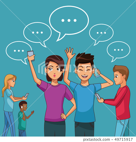 People chatting with smartphone 49715917