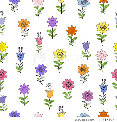 Seamless pattern with flowers. Isolated elements. - Stock Illustration ...