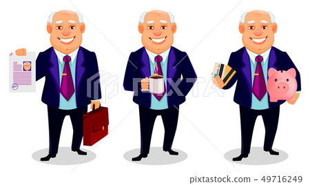Cheerful fat business man cartoon character 49716249