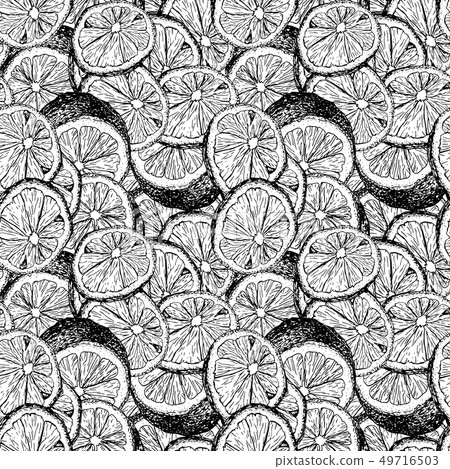 Lemons hand drawn seamless color pattern - Stock Illustration [49716503 ...
