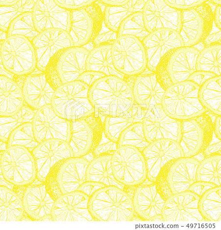 Lemons hand drawn seamless pattern - Stock Illustration [49716505] - PIXTA