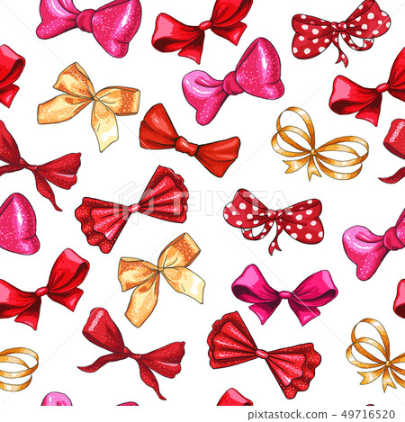Gift bows hand drawn seamless pattern 49716520