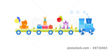 Train carries toys Gifts for holidays to children Train carries toys Gifts for holidays to children 49716983