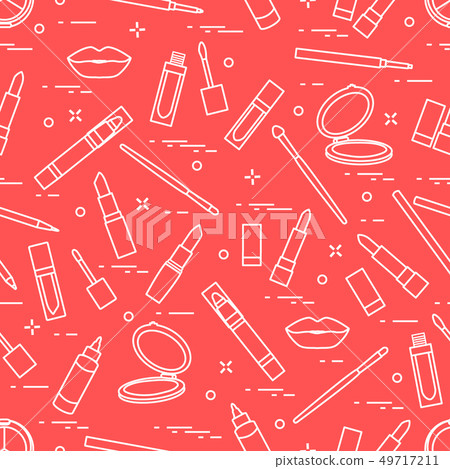 Seamless pattern of different lip make-up tools 49717211