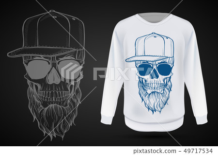 Angry skull with cirly hairstyle Angry skull with cirly hairstyle 49717534