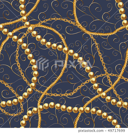 Golden chain glamour baroque style seamless 49717699